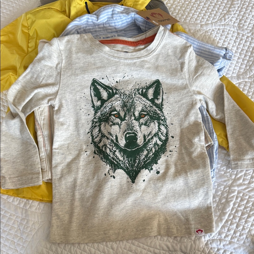 Mayoral Gray Long Sleeve Shirt with Wolf Design